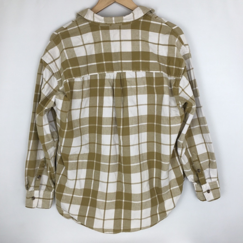 Universal Thread Olive Green Plaid Oversized Flannel Button Down Shirt Size M - Picture 10 of 11